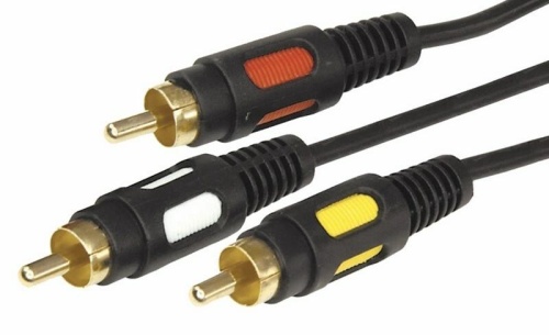 17-0214 ∙ Шнур 3 RCA - 3 RCA, длина 3 метра, черный (GOLD) REXANT ∙ кратно 10 шт