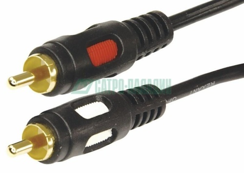 Шнур 17-0146 ∙ Шнур 2 RCA - 2 RCA, длина 5 метров, черный (GOLD) REXANT ∙ кратно 5 шт