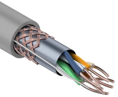 Витая пара 01-0342 ∙ Кабель витая пара SF/UTP, Cat.5e, PVC, 4PR, 24AWG, Indoor, Solid, серый, 305м, Rexant