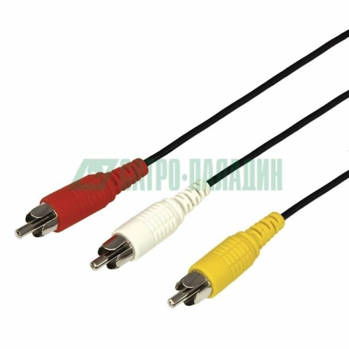 Шнур 17-0205 ∙ Шнур REXANT 3 RCA - 3 RCA, 5 м, черный (10 шт./уп.) ∙ кратно 10 шт