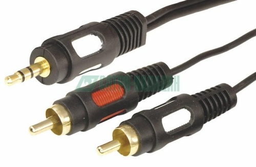 17-4234 ∙ Шнур Стерео 3,5 мм - 2 RCA, длина 3 метра (GOLD) REXANT ∙ кратно 10 шт